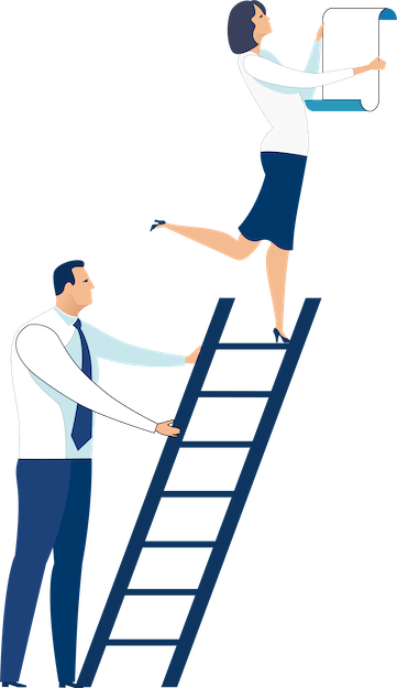 lady standing on ladder icon